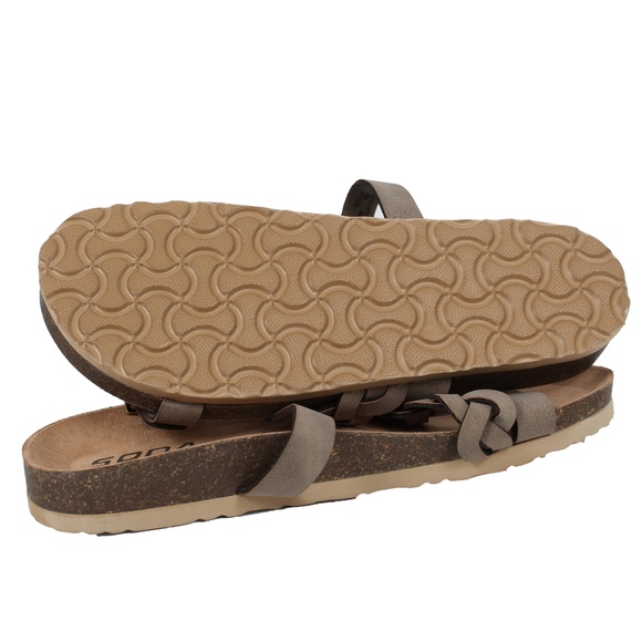 GIRLS Taupe Buckle Strap Platform Slip On Sandal - Picture 4 of 4